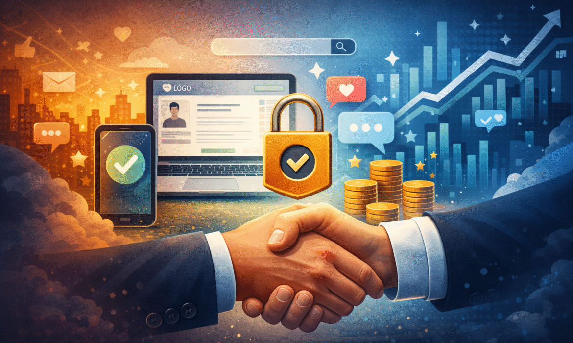 : Digital marketing and online business growth concept featuring secure online transactions, SEO, social media marketing, Google Ads, PPC, website marketing, digital marketing strategy, and business growth. Marketing Go provides digital marketing training and services in Karol Bagh, Delhi, including SEO, SMM, performance marketing, content marketing, and online marketing.